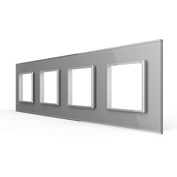 Рамка для четырех розеток Серая Livolo