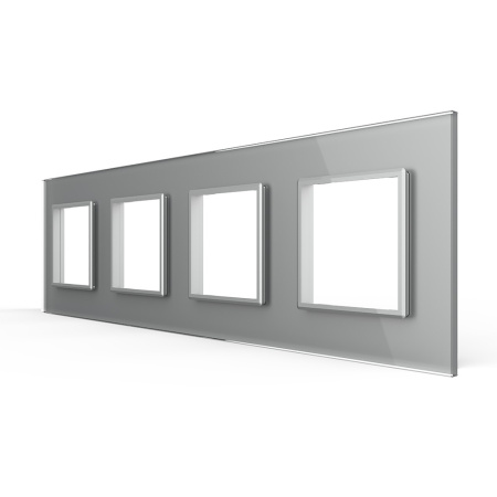 Рамка для четырех розеток Серая Livolo