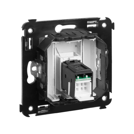 Компьютерная розетка RJ-45 в стену, кат.6 одинарная,"Avanti", "Закаленная сталь" DKC