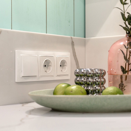 Встраиваемые механизмы Розетка СУ 1 мест. с зазем. и шторками 16А Белый IP20 Werkel