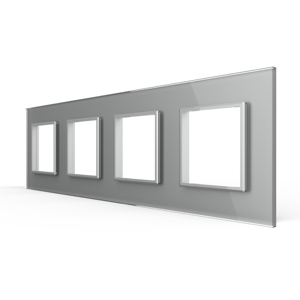 Рамка для четырех розеток Серая Livolo