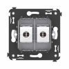 Компьютерная розетка RJ-45 без шторки в стену, кат.6 двойная, "Avanti", "Закаленная сталь" DKC