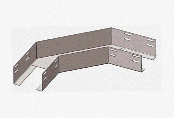 Лоток угловой замковый глухой КГЗГ 75х65-90 УХЛ1 поворот на 90, оцинкованный лист, S1,5