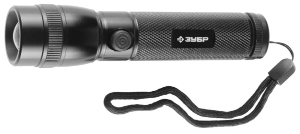 Фонарь "ЭКСПЕРТ" ручной, алюминиевый корпус, линза, 3Вт светодиод, регулируемое фокусное расстояние, 3ААА, черный ЗУБР