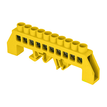 Шина "0" РЕ (8х12мм) 10 отверстий латунь желтый нейлоновый корпус комбинированный PROxima EKF