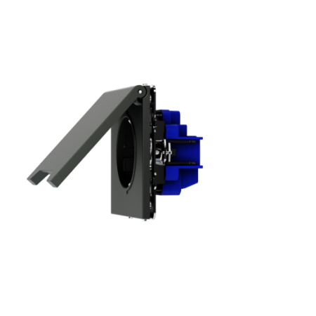 Розетка встраиваемая Voltum S70 с заземлением, защитными шторками и крышкой 16А, (титан)