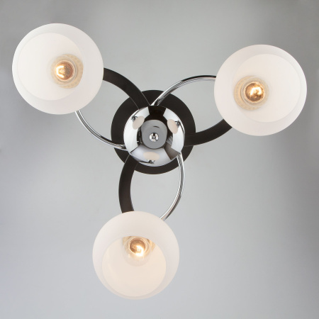 Люстра с плафонами 3*E27 60Вт тёмное дерево, хром IP20 (9654/3 хром / венге) Eurosvet