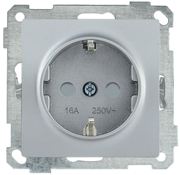 Розетка РС14-1-0-Б с з/з с защитной шторкой 16А BOLERO серебряный IEK