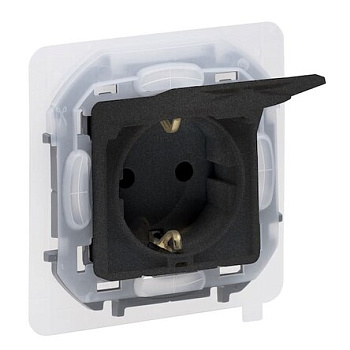 INSPIRIA Механизм розетки СУ 1 мест. с защит. шторками и откидной крышкой 16А антрацит IP44 Legrand