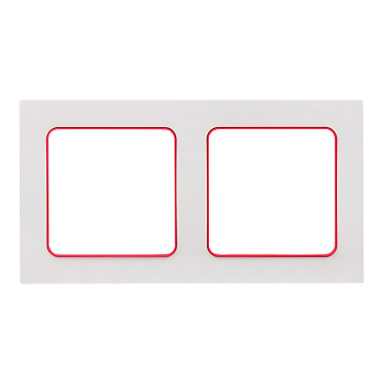 Стокгольм Рамка 2-местная белая с линией цвета красный EKF