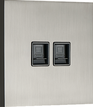 Donel N96 Компьютерная розетка RJ45 + RJ45 (двойная) cat.6/ClassE-8/8, Вороненая сталь, серия DT