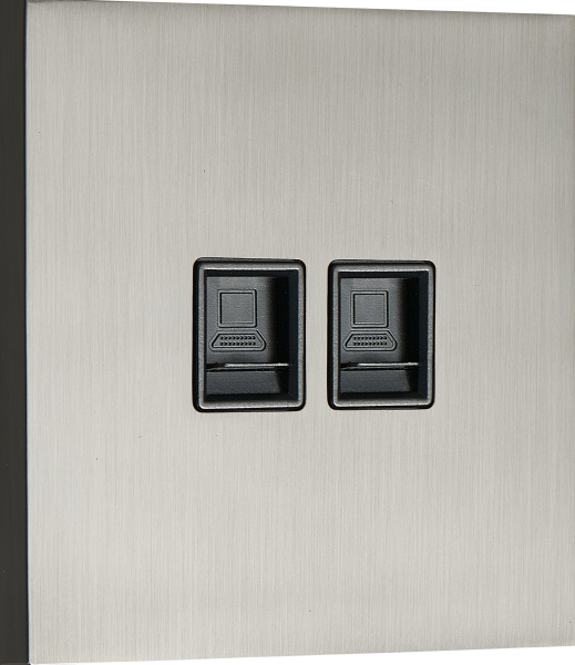 Donel N96 Компьютерная розетка RJ45 + RJ45 (двойная) cat.6/ClassE-8/8, Вороненая сталь, серия DT