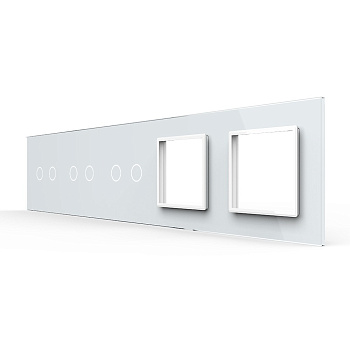 Панель для 3-х сенсорных выключателей и 2-х розеток, 6 клавиш (2+2+2), цвет белый, стекло Livolo