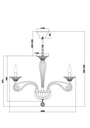 Люстра 10*E14 40Вт Прозрачный IP20 Acqua DIA010PL-10TR Maytoni