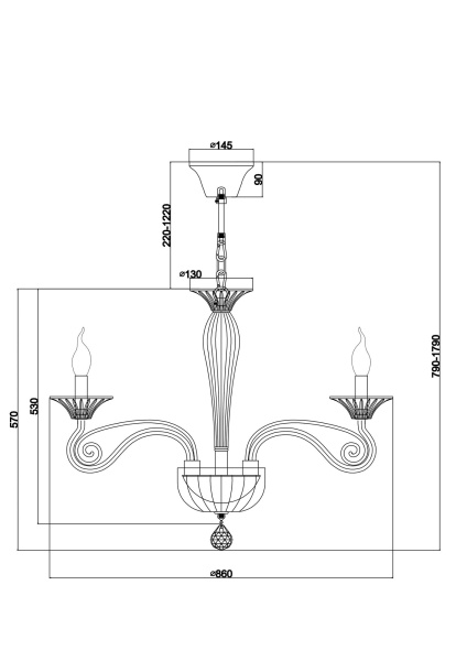 Люстра 10*E14 40Вт Прозрачный IP20 Acqua DIA010PL-10TR Maytoni