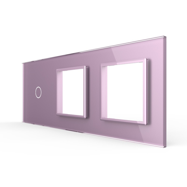 Панель для сенсорного выключателя и двух розеток, 1 клавиша, цвет розовый, стекло Livolo