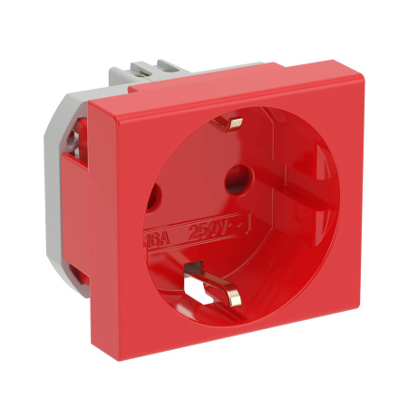 Розетка силовая 2Р+Е, со шторками, «Viva», 2 мод., красная DKC