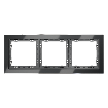 Рамка стеклянная Voltum S70 на 3 поста, (графит, стекло)