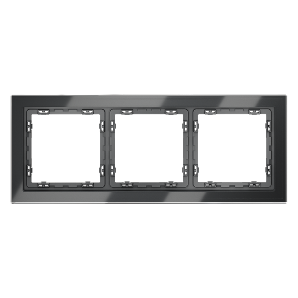 Рамка стеклянная Voltum S70 на 3 поста, (графит, стекло)