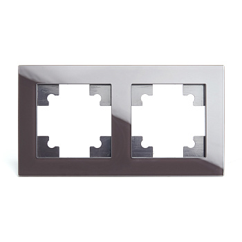 Рамка 2-местная, стекло, STEKKER, GFR00-7002-04,серия Катрин, шоколад