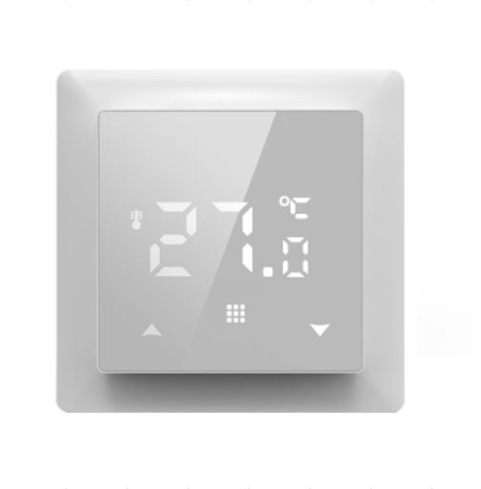 Donel Термостат с датчиком пола, программируемый с Wi-Fi, 16 A, 55*55 мм., белое стекло, серия DTEF