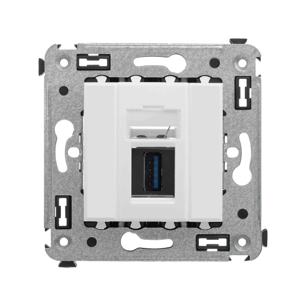 USB 3.0 розетка одинарная в стену, тип А-А, "Avanti", "Белое облако" DKC