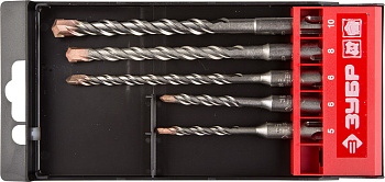 Набор буров SDS-plus 5 шт: 5 х 110, 6 х 110, 6 х 160, 8 х 160, 10 х 160 мм, Профессионал ЗУБР