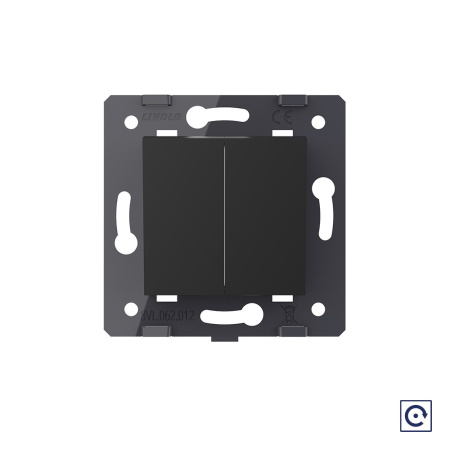 Двухклавишная механическая кнопка (звонок), цвет черный (механизм) Livolo