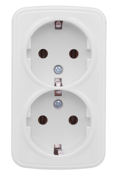 Минск Розетка 2-местная ОП 16А с заземлением белая Basic EKF