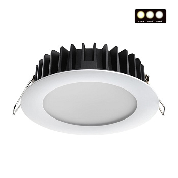 Встр.св/д св-к с перекл.цвет.темп.IP20 LED 3000К/4000К/6000К 15W 220V белый LANTE NOVOTECH