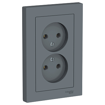 ATLASDESIGN Розетка СУ 2 мест. без зазем. в сборе 16А грифель IP20 Schneider Electric