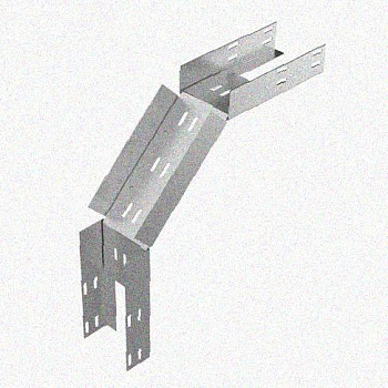Лоток замковый перфорированный КСЗ 300х100-90 УТ1,5 для поворота трассы вниз на 90, оцинкованный лист S1,5