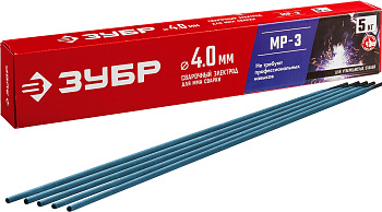 Электрод сварочный МР-3 рутиловый, d 4.0 х 450 мм, 5 кг в коробке. ЗУБР