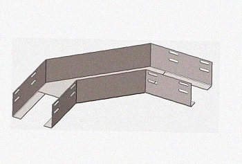Лоток угловой перфорированный КГ 100х50-90 УТ1,5 поворот на 90, оцинкованный лист, S0,9