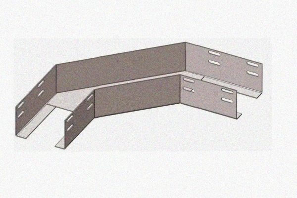 Лоток угловой замковый перфорированный КГЗ 300х65-90 УХЛ1 поворот на 90, оцинкованный лист S1,0