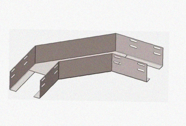 Лоток угловой перфорированный КГ 100х50-90 УТ1,5 поворот на 90, оцинкованный лист, S0,9