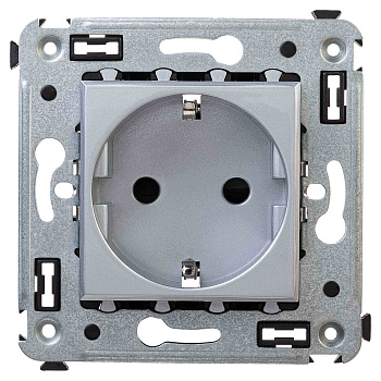 Розетка в стену, 2P+E, с з/ш, "Avanti", "Закаленная сталь" DKC
