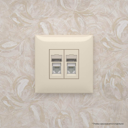 Компьютерная розетка RJ-45 в стену, кат.5e двойная,"Avanti", "Ванильная дымка" DKC