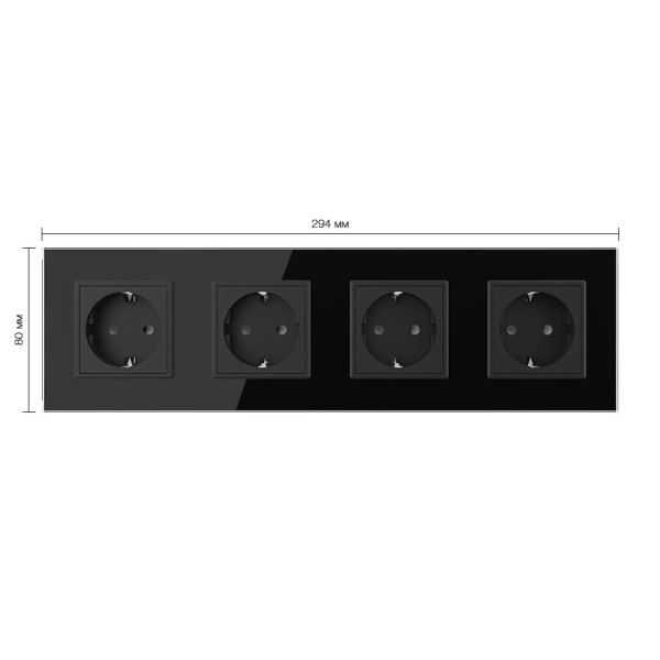 Розетка 4 модуля Черная Livolo