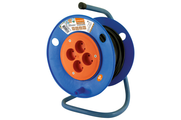 Удлинитель на катушке силовой народный 4 гнезда ПВС 3500 Вт с/з, 40м TDM