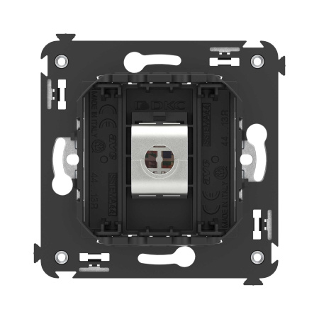 Компьютерная розетка RJ-45 без шторки в стену, кат.5e одинарная экранированная, "Avanti", "Черный матовый" DKC