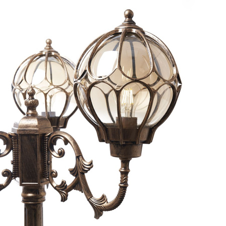 Светильник садово-парковый Feron PL3809 круглый, столб 3*60W 230V E27, черное золото