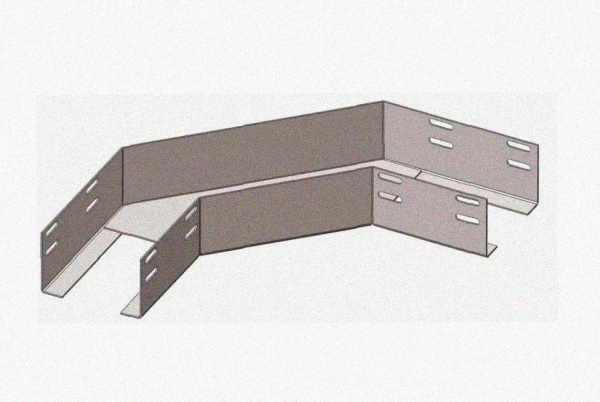 Лоток угловой перфорированный КГ 200х25-90 УТ1,5 поворот на 90, оцинкованный лист S1,5