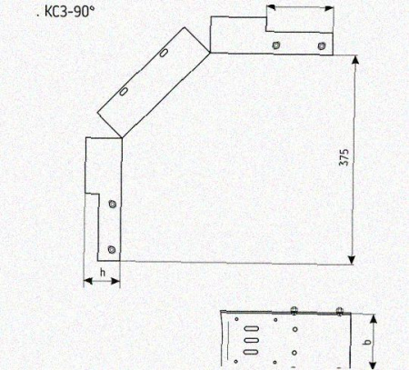 Лоток замковый перфорированный КСЗ 50х60-90 УТ1,5 для поворота трассы вниз на 90, горячее цинкование, S1,5
