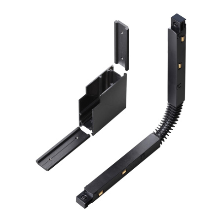 Соединитель с токопроводом для шинопровода Г-образный IP20 48V FLUM черный NOVOTECH