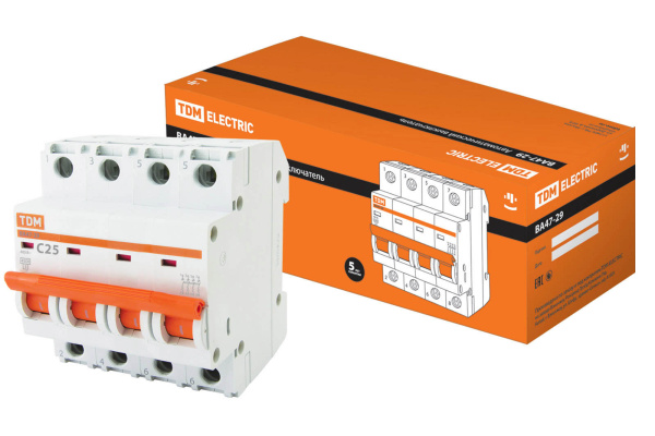 Выключатель автоматический ВА МОД ВА47-29 4П 25А 4,5кА С TDM