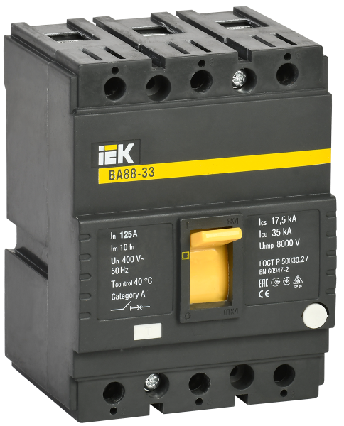 Выключатель автоматический ВА 3П 125А 380В 35кА ВА88-33 IEK