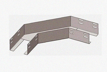 Лоток угловой перфорированный КГ 400х100-90 УХЛ1 поворот на 90, оцинкованный лист S1,5