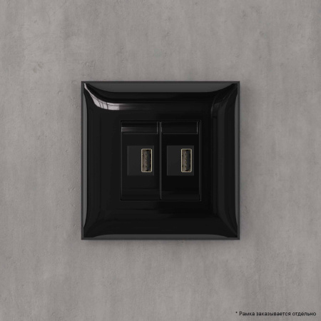 USB зарядное устройство в стену, "Avanti", "Черный квадрат" DKC