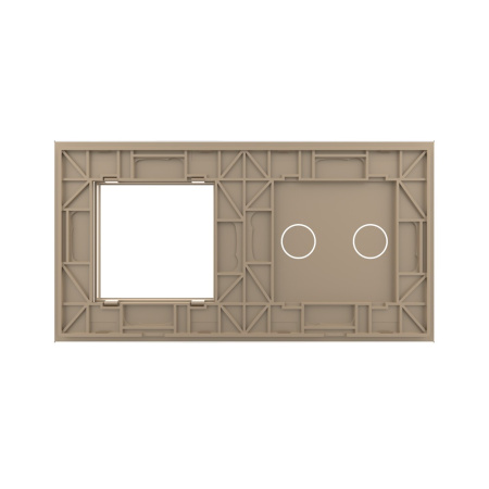 Панель двойная: 2 выключателя + 1 розетка Золотая Livolo